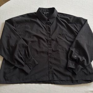 Athleta Black Lightweight Button Up Shirt, Long Sleeve Top, L | Minimal Chic